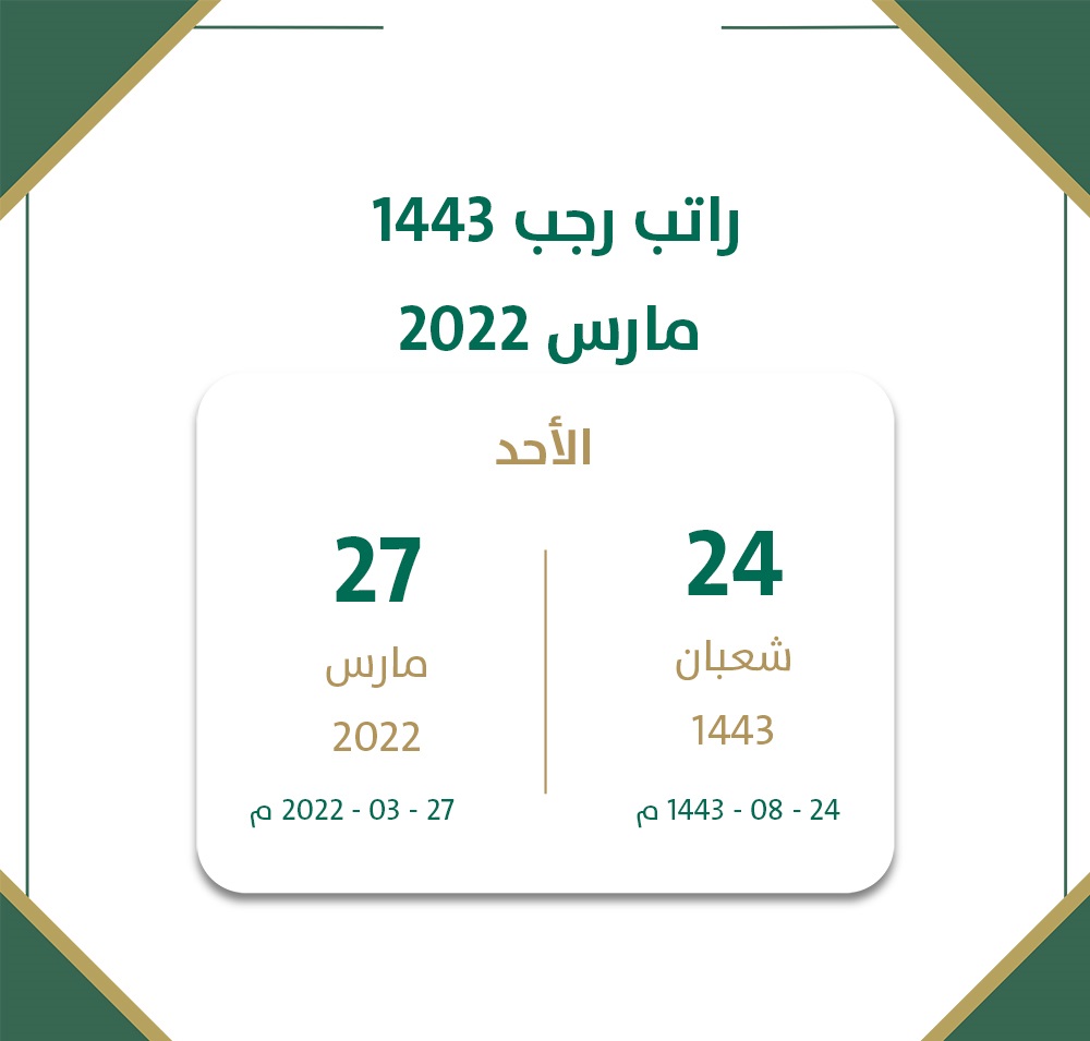 موعد نزول الرواتب لشهر شعبان 1443 راتب شهر مارس 2022 للجميع القطاعات الحكومية في السعودية
